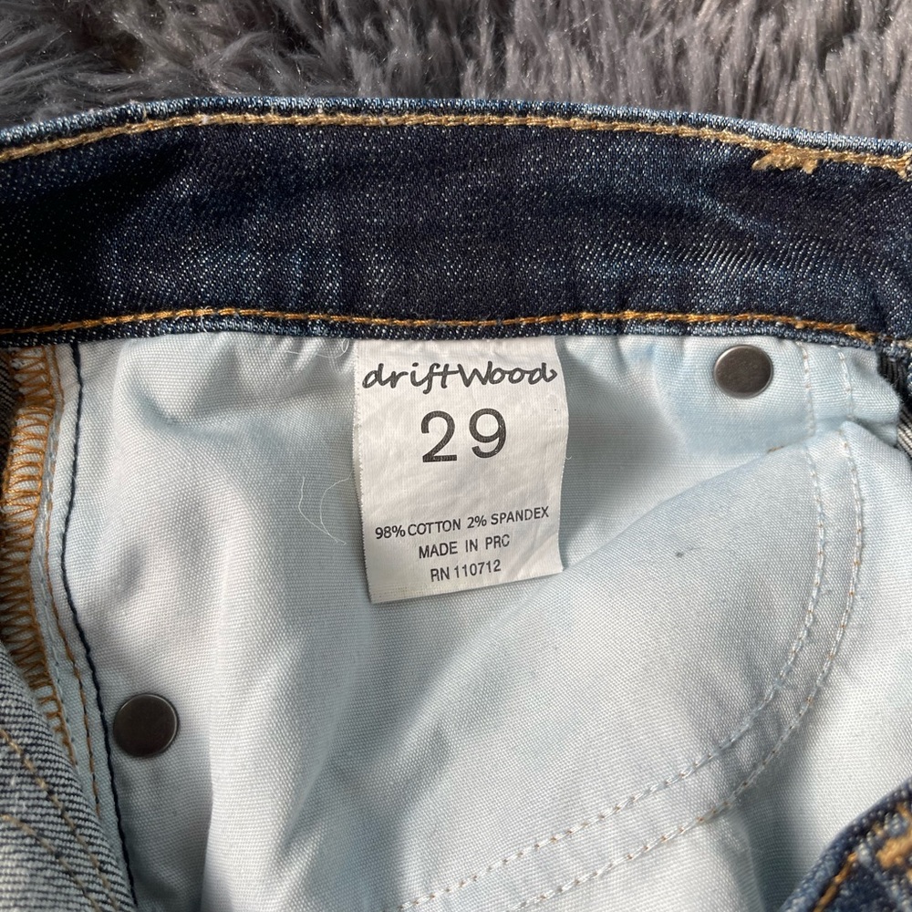 DRIFTWOOD Classic Blue Embroidered Jeans with Distressed Detailing USA Denim Y2K - Picture 10 of 10